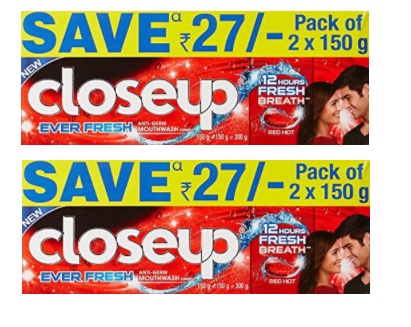 India Desire : Buy Closeup Ever Fresh Red Hot Gel Toothpaste - 150 g (Pack of 4) At Rs 199 From Amazon [Selling Price Rs 320]